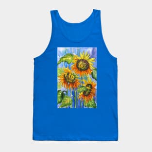 Blue Yellow Watercolor Painting Tank Top